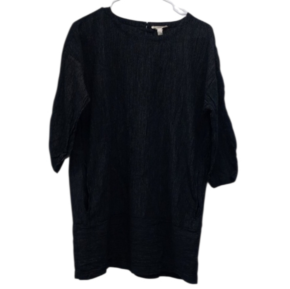 Eileen Fisher Black And White Striped Tunic Top